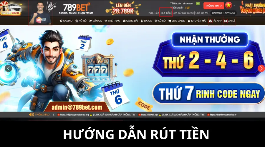 Hướng dẫn rút tiền 789BET về tài khoản